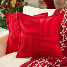Weihnachten Kissenbezug Kordsamt 50x50 Rot 2er Set Zierkissenbezüge
