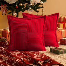 2er Set Weihnachten Kissenbezug 50x50 Rot Kordsamt