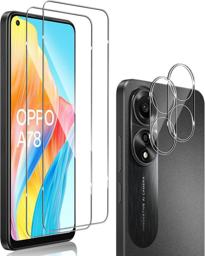 Schutzfolie + Kameraschutz für OPPO A78 4G, 9H Härte, Blasenfrei