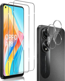 Schutzfolie + Kameraschutz für OPPO A78 4G, 9H Härte, Blasenfrei