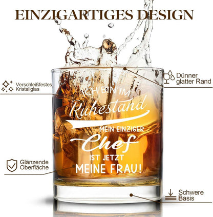 Whiskeyglas Ruhestand Geschenk, Rentner Geschenk Männer, Whiskyglas