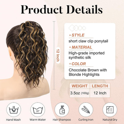 Welliges Pferdeschwanz Haarverlängerung Schoko-Blond