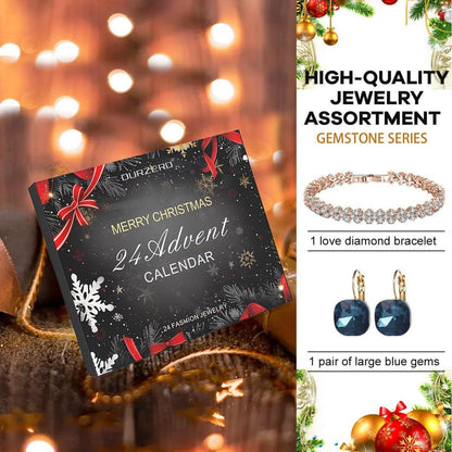Adventskalender 2024 Frauen Schmuck Weihnachten Charms 24 Überraschungen Halskette Ring