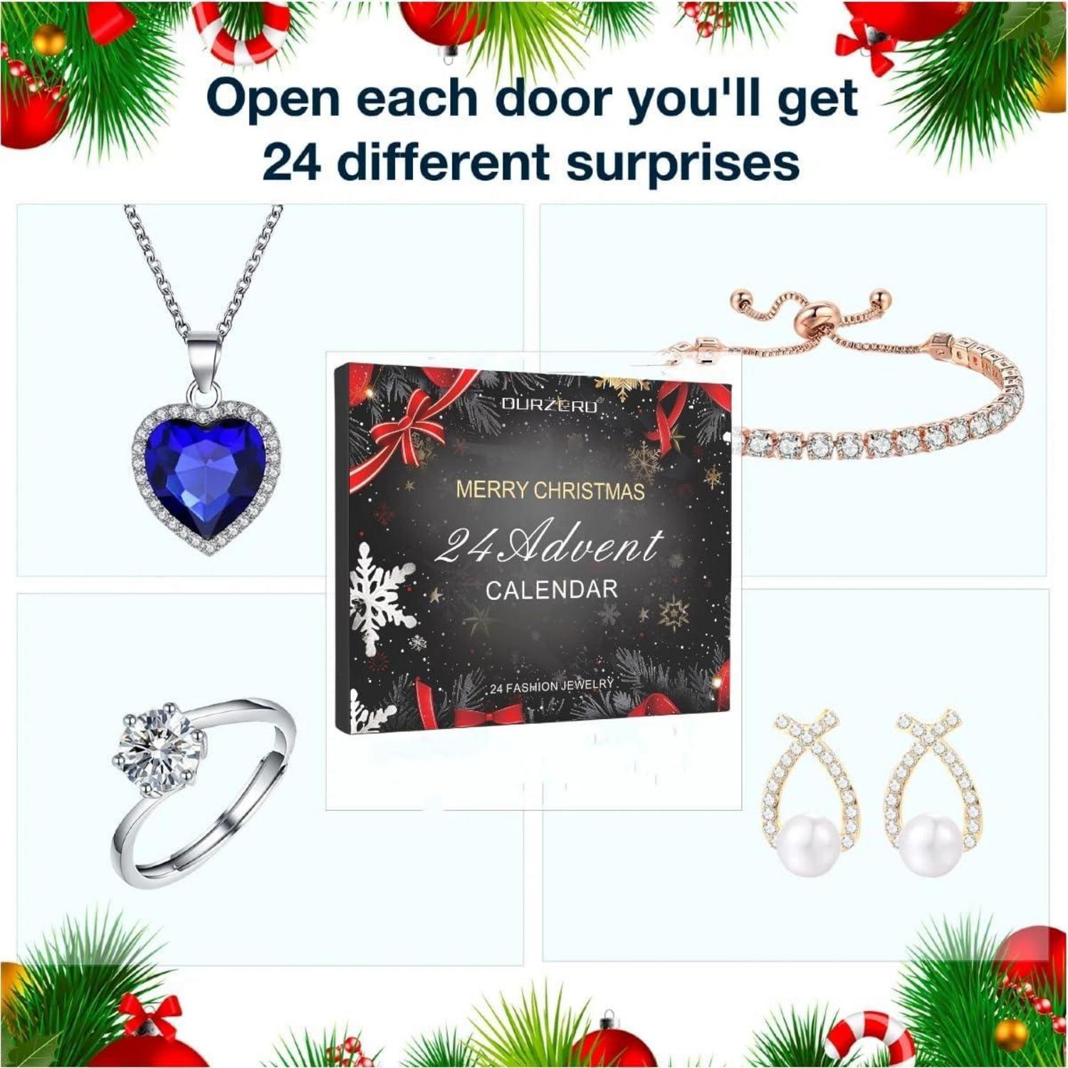 Adventskalender 2024 Schmuck Set Frauen Weihnachten Charm Halskette