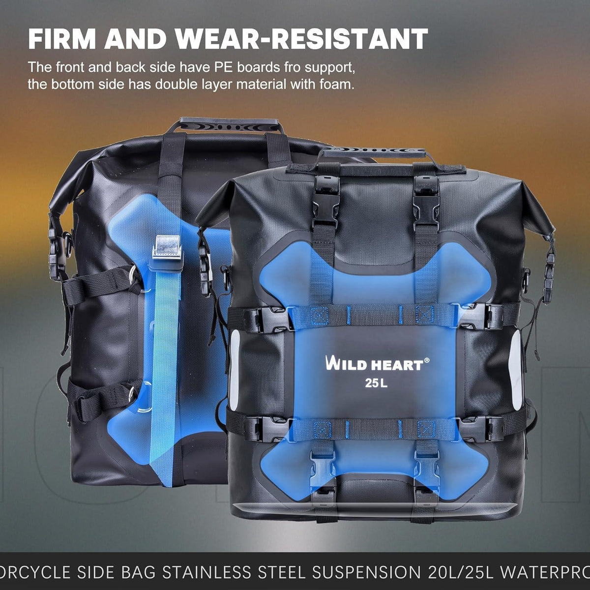 Wasserdichte Motorrad Seitentasche 25L Edelstahl Federung