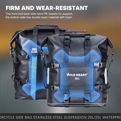 Wasserdichte Motorrad Seitentasche 25L Edelstahl Federung
