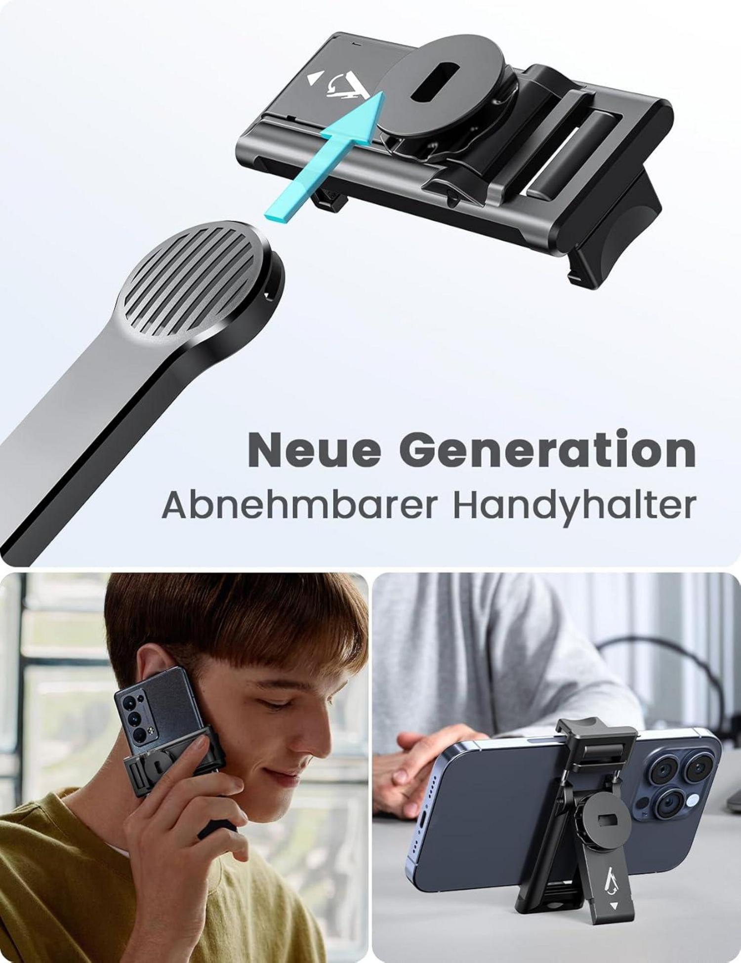 Selfie Stick mit Handyhalterung Stativ Fernbedienung 360° Drehung schwarz