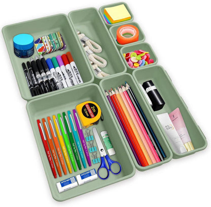 8-teiliges Schubladen Organizer Set für Zuhause und Büro, Transparent