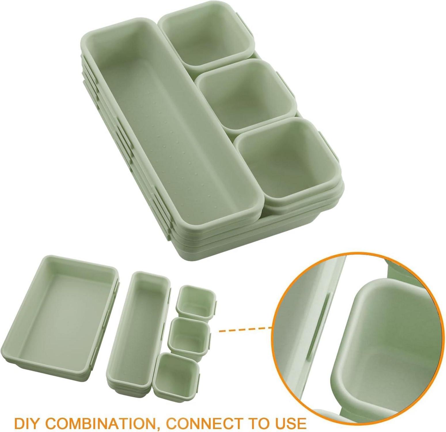 8-teiliges Schubladen Organizer Set für Zuhause und Büro, Transparent