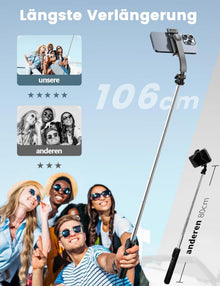 Selfie Stick 106 cm Ausziehbar Handy Stativ Fernbedienung