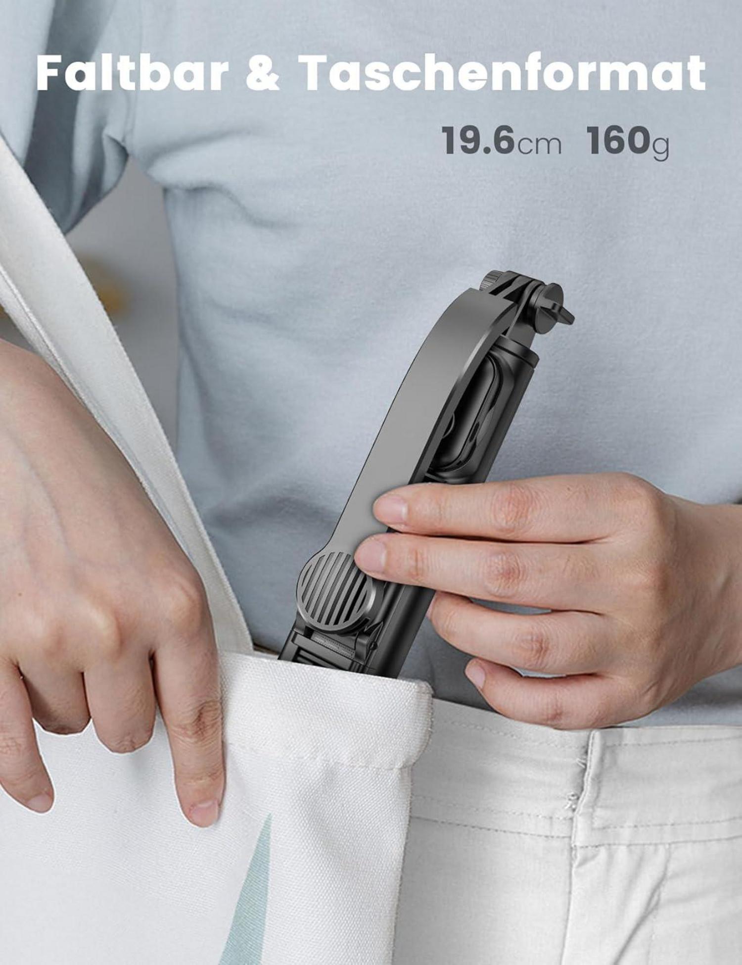 Selfie Stick Handy Stativ 360° Drehbarer Ausziehbar Schwarz