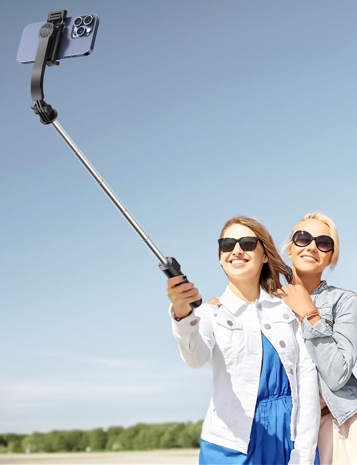 Selfie Stick mit Abnehmbarer Handyhalterung und Fernbedienung, 106 cm Ausziehbar für Handy und Smartphone, Schwarz