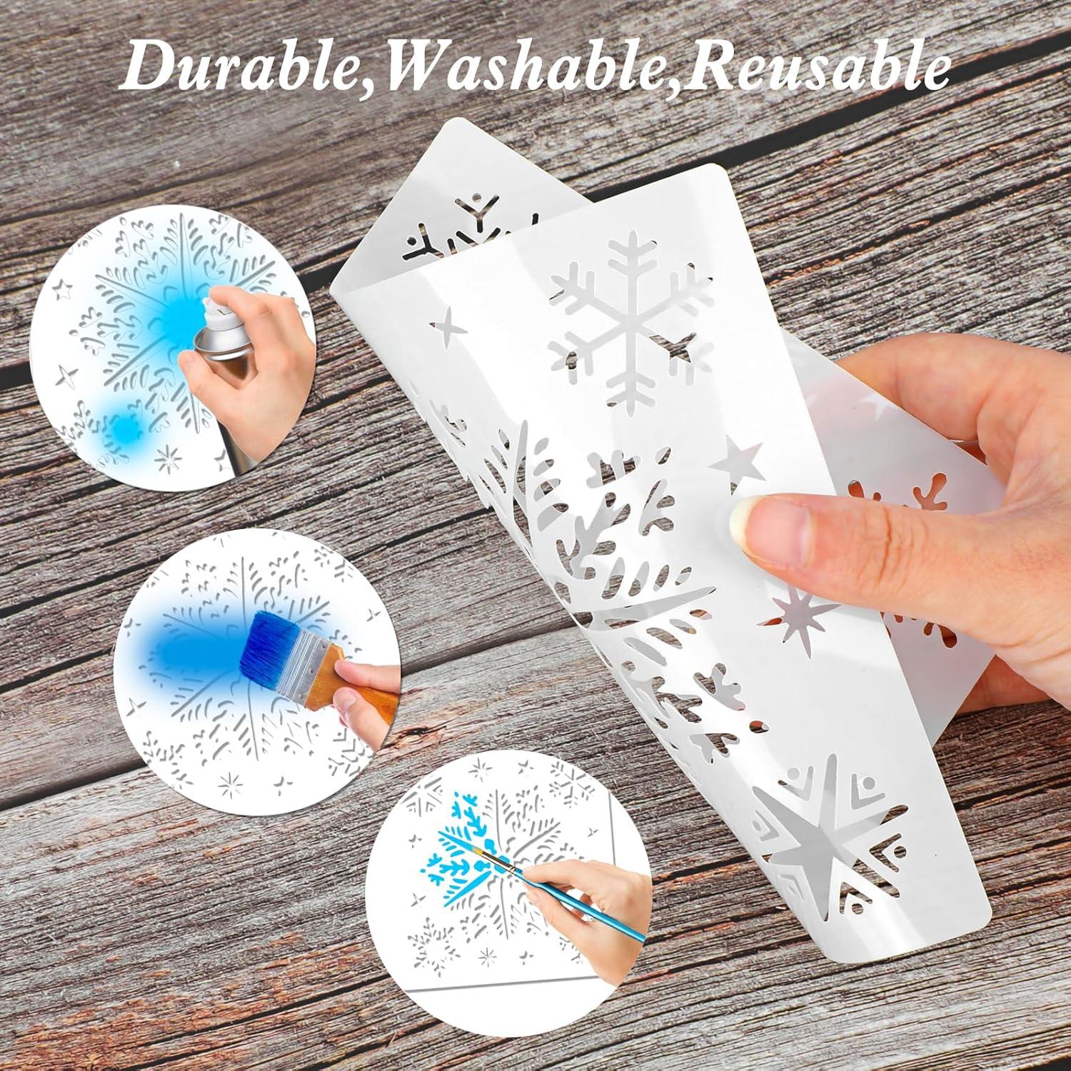 20er Set Weihnachten Schneeflocken Schablone Durable PET Material