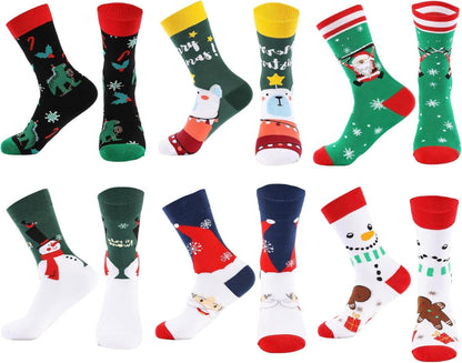 Weihnachtssocken Weihnachtsmuster Baumwollsocken Set 10er-Pack