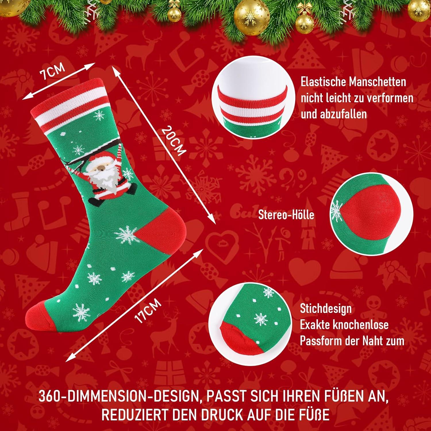 Weihnachtssocken für Damen Herren Set Geschenk Baumwollsocken