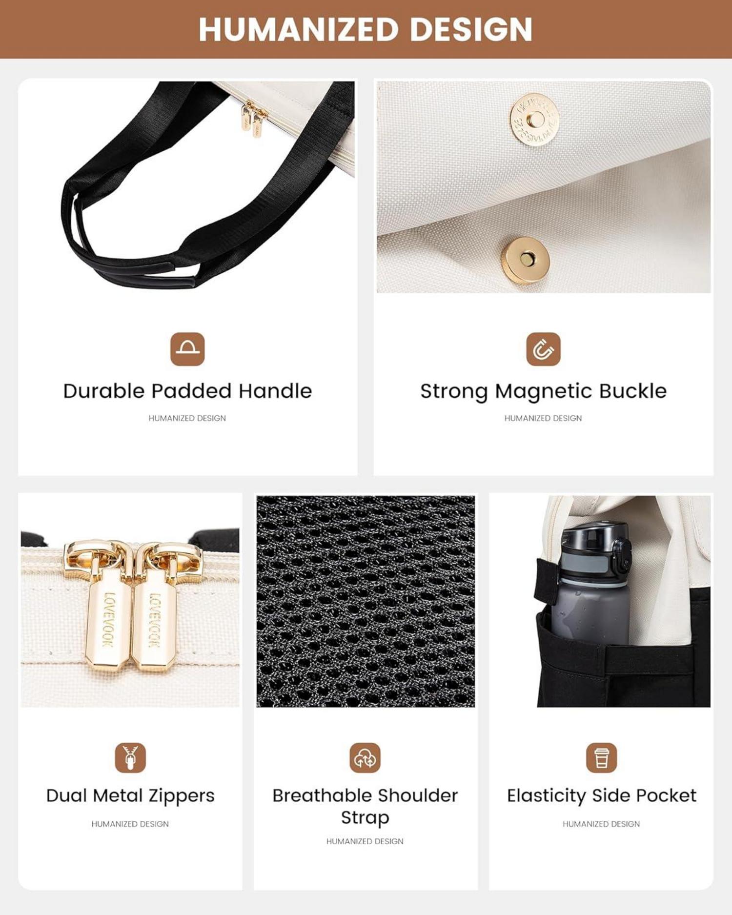 Damen Laptop Rucksack Schulrucksack Wasserdicht 15.6 Zoll Uni Mädchen