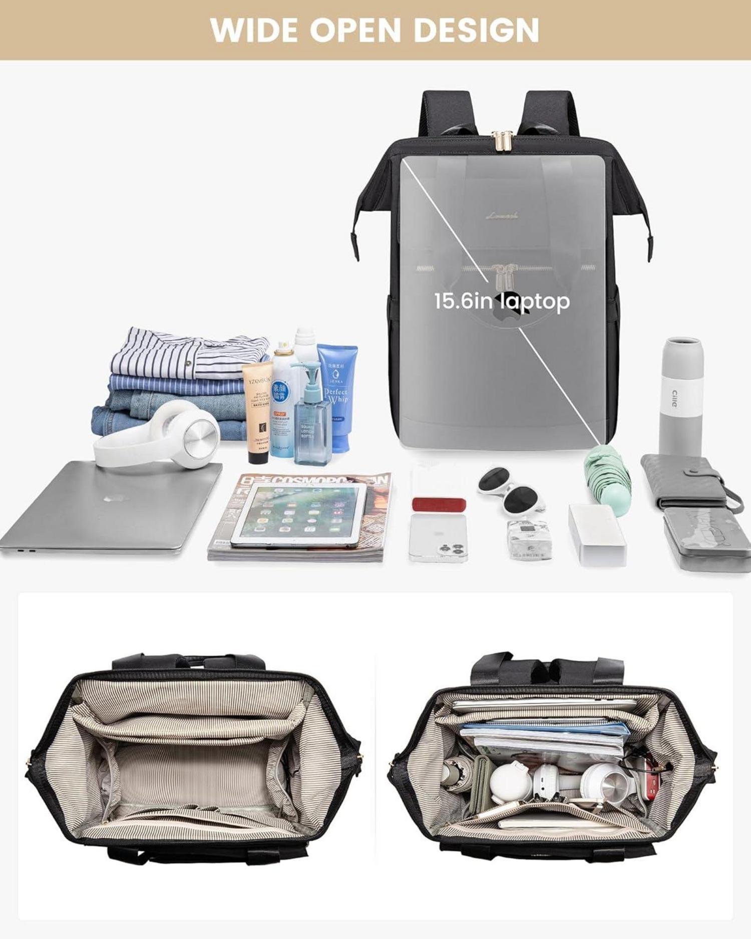 Schulrucksack Schwarz Teenager Mädchen 15,6 Zoll Laptopfach