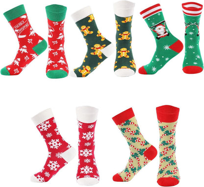 Weihnachtssocken Baumwolle Crew Geschenkset Festliche Muster
