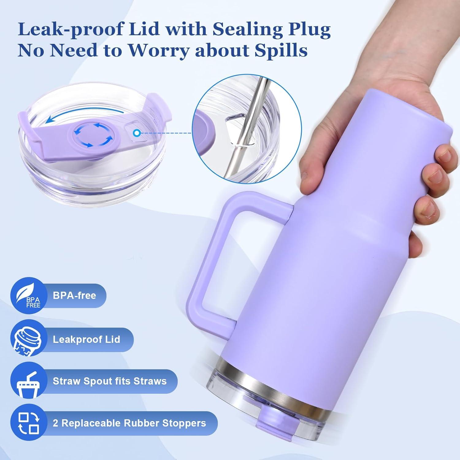 Livole 40oz Edelstahl Thermobecher mit Griff und Deckel, Isolierter Tumbler für