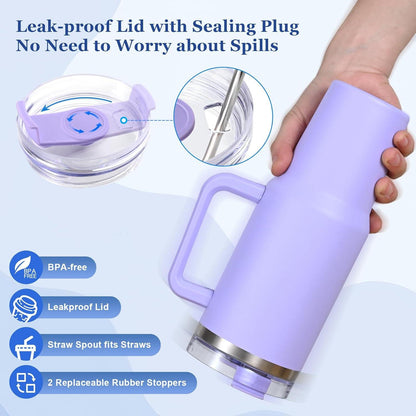 Livole 40oz Edelstahl Thermobecher mit Griff und Deckel, Isolierter Tumbler für