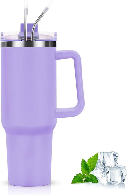 Livole 40oz Edelstahl Thermobecher mit Griff und Strohhalm