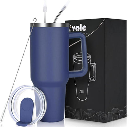 40 oz Edelstahl Thermobecher mit Griff, Deckel, Strohhalm