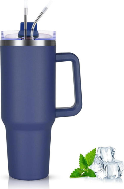 Livole 40oz Edelstahl Thermobecher Marineblau mit Griff und Strohhalm