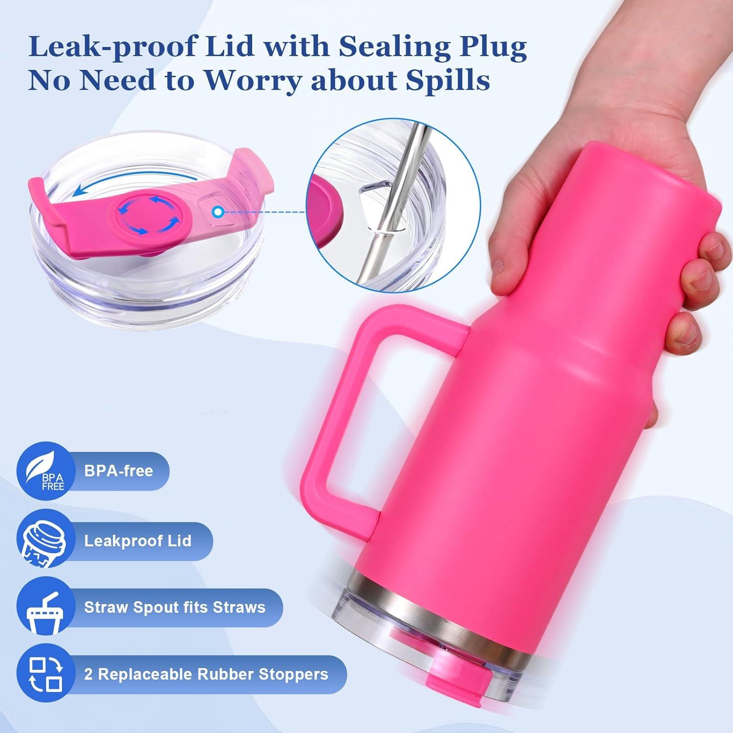 Livole 40oz 1200ml Edelstahl Thermobecher mit Griff und Strohhalm, Auslaufsicherer Isolierter Coffee to go Becher, Doppelwandig Tumbler für