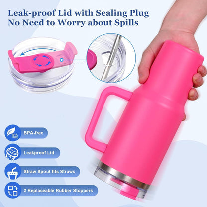 Livole 40oz 1200ml Edelstahl Thermobecher mit Griff und Strohhalm, Auslaufsicherer Isolierter Coffee to go Becher, Doppelwandig Tumbler für