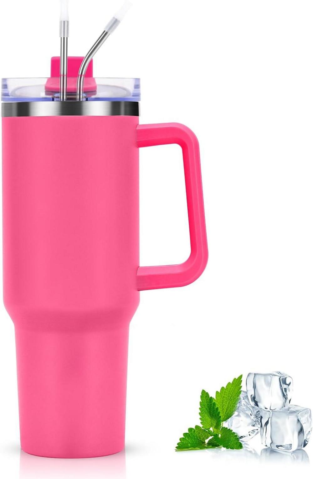 Livole 40oz 1200ml Edelstahl Thermobecher mit Griff und Strohhalm, Auslaufsicherer Isolierter Coffee to go Becher, Doppelwandig Tumbler für