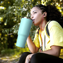 Edelstahl Thermobecher 1200ml mit Griff und Strohhalm