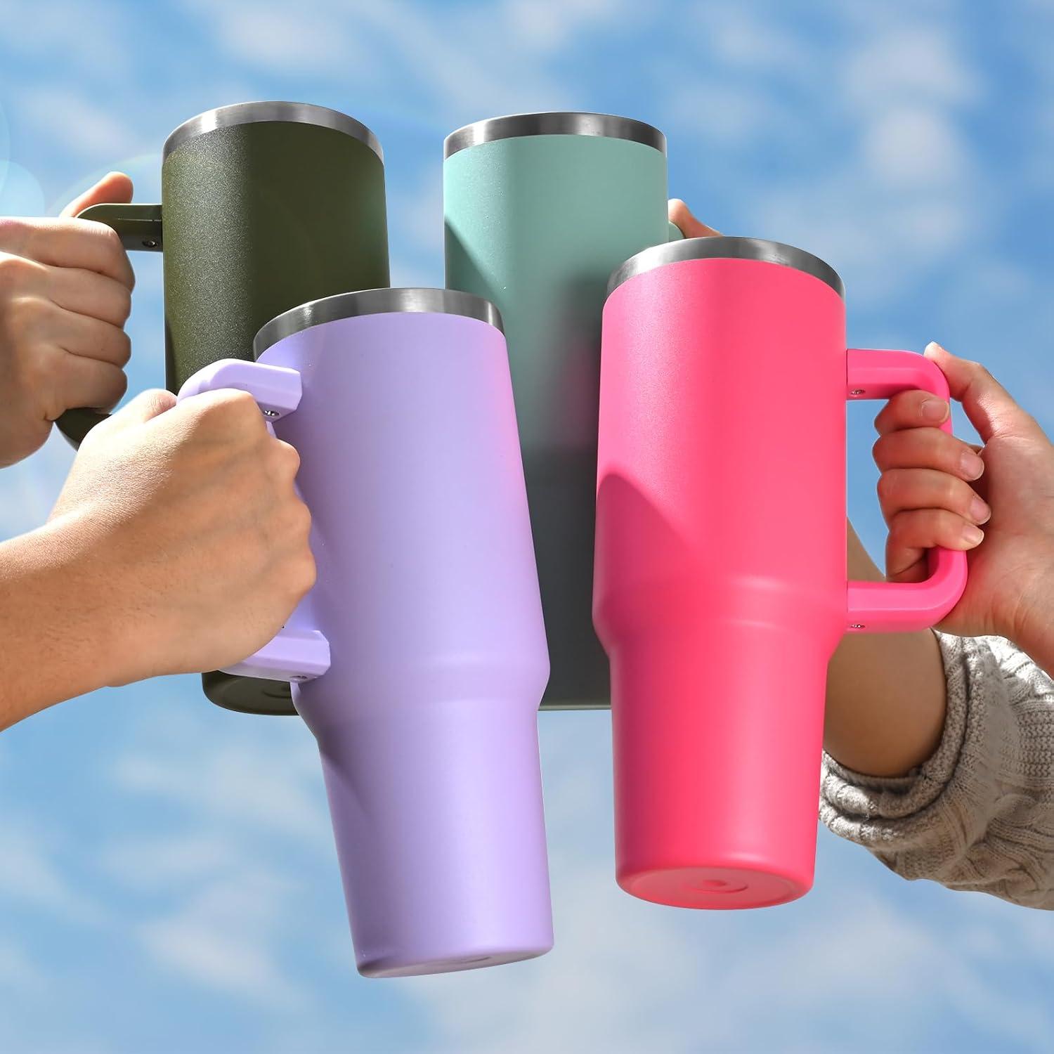 Livole 40oz Edelstahl Thermobecher mit Griff und Strohhalm, Isolierter Coffee-to-go Becher