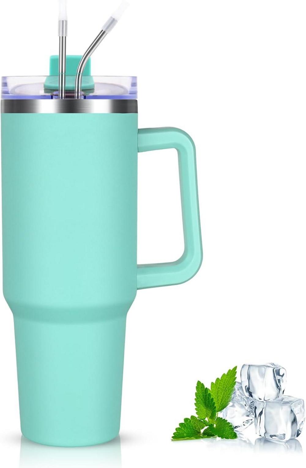 Livole 40oz Edelstahl Thermobecher mit Griff und Strohhalm, Isolierter Coffee-to-go Becher