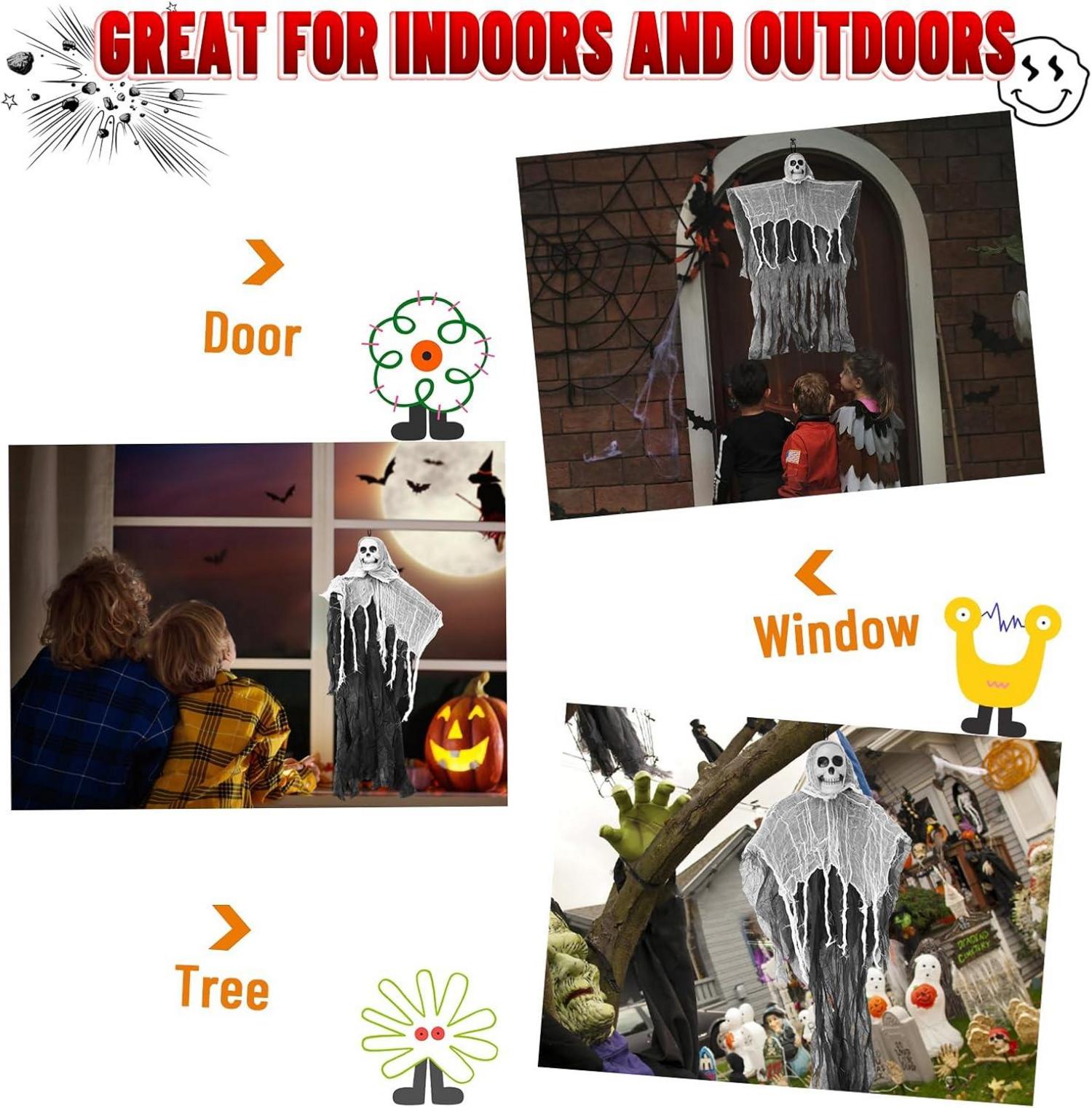Halloween Skelett Deko 80cm Hängende Gruselige Geister 2er Set