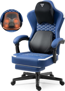 Massage Gaming Stuhl mit beheizter Lendenwirbelstütze, Fußstütze