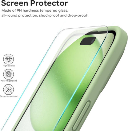 Silikon Hülle für iPhone 15 Ganzkörper-Case Schutzfolie Stoßfest - Hellgrün