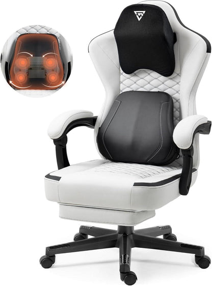 Ergonomischer Gaming Stuhl mit beheizbarer Massage-Lendenwirbelstütze