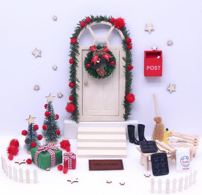 Wichteltür Zubehör Set Weihnachten Holz Miniatur 27-teilig