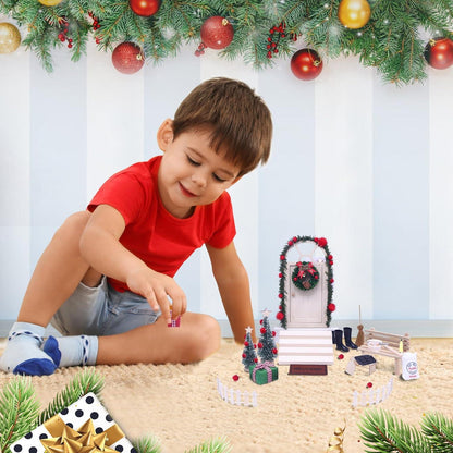 Miniatur Weihnachtswichtel Tür Set mit Zubehör