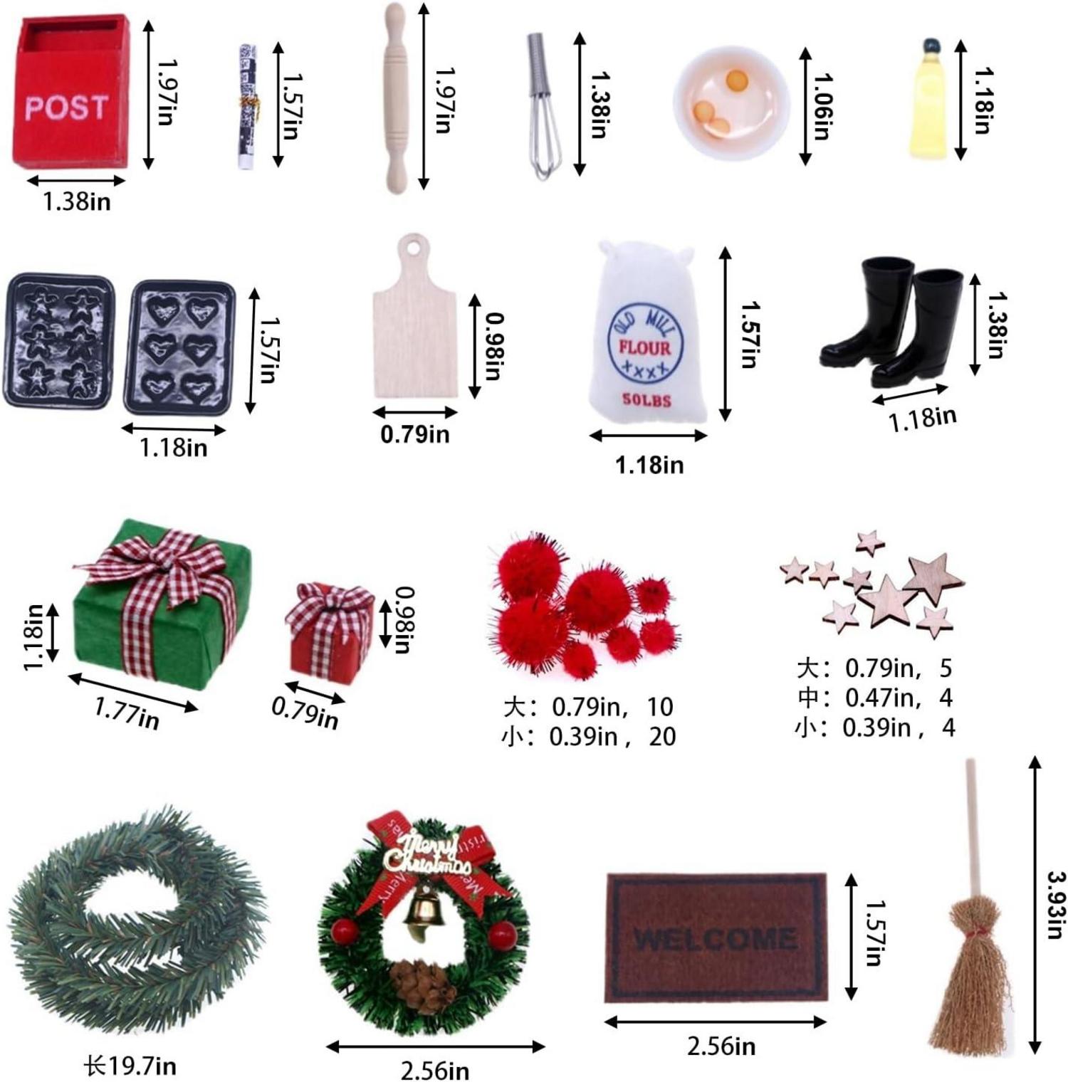 Wichteltür Zubehör Set Weihnachten Miniatur Tür 27-teilig