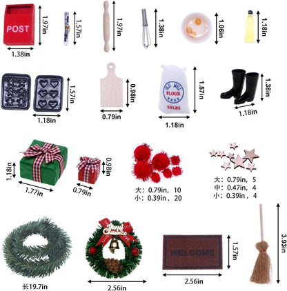 Wichteltür Zubehör Set Weihnachten Miniatur Tür 27-teilig