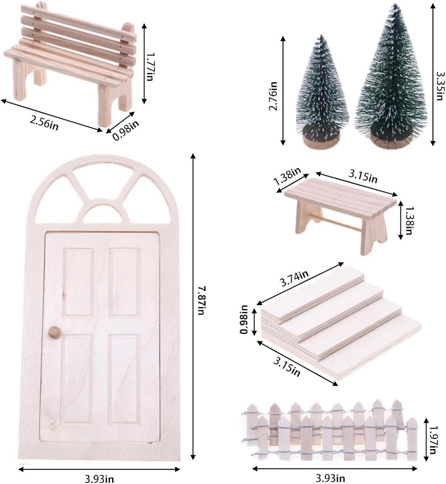 Weihnachtswichtel Tür Set Holz Zubehör Miniatur