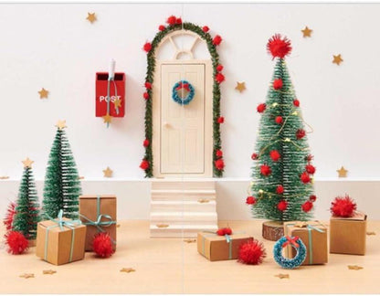 Wichteltür Zubehör Weihnachten Set Holz Miniatur Briefkästen Kranz