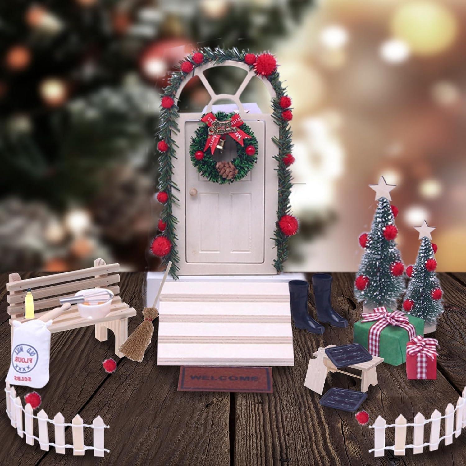 Weihnachtswichtel Tür Set Holz Zubehör Miniatur