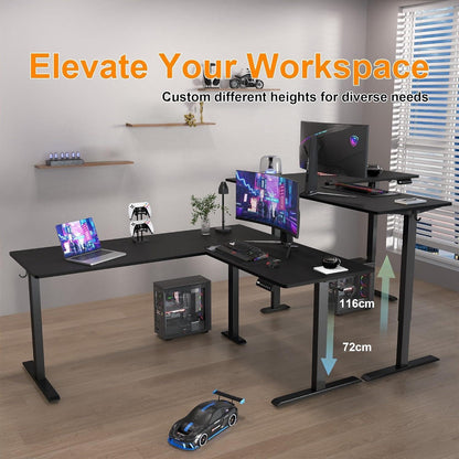Elektrischer Schreibtisch L-Form Höhenverstellbar 160x140cm Memory