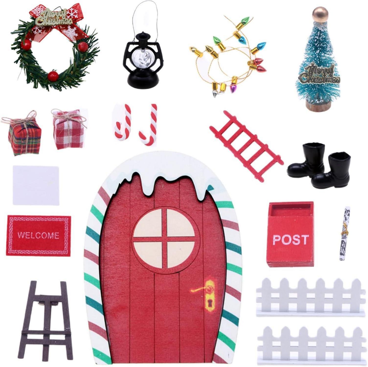 Wichteltür Zubehör Set Weihnachten Miniatur Deko 18tlg