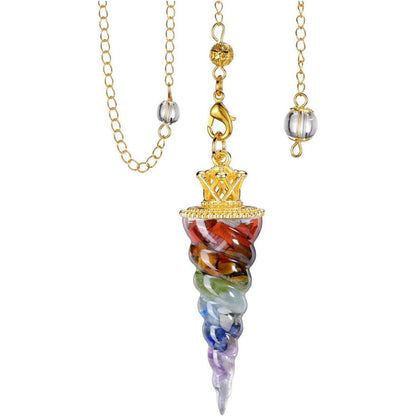 Edelstein Pendel 7 Chakra Muschelschale Anhänger Kette Reiki