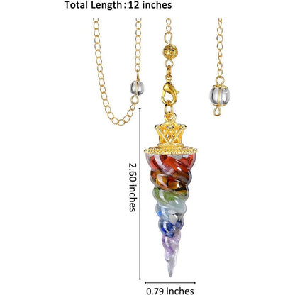 Edelstein Pendel 7 Chakra Muschelschale Anhänger Kette Reiki