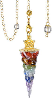 Edelstein Pendel 7 Chakra Steine Pendulum Anhänger Kette Reiki Yoga