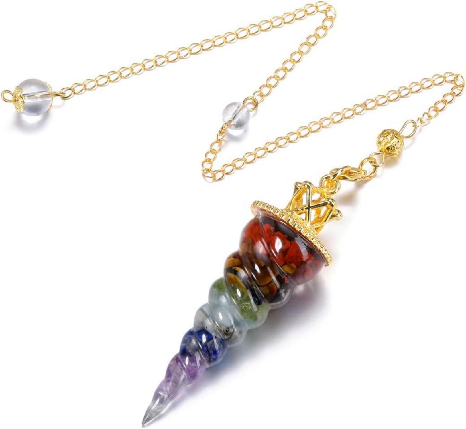 Edelstein Pendel 7 Chakra Muschelschale Anhänger Kette Reiki
